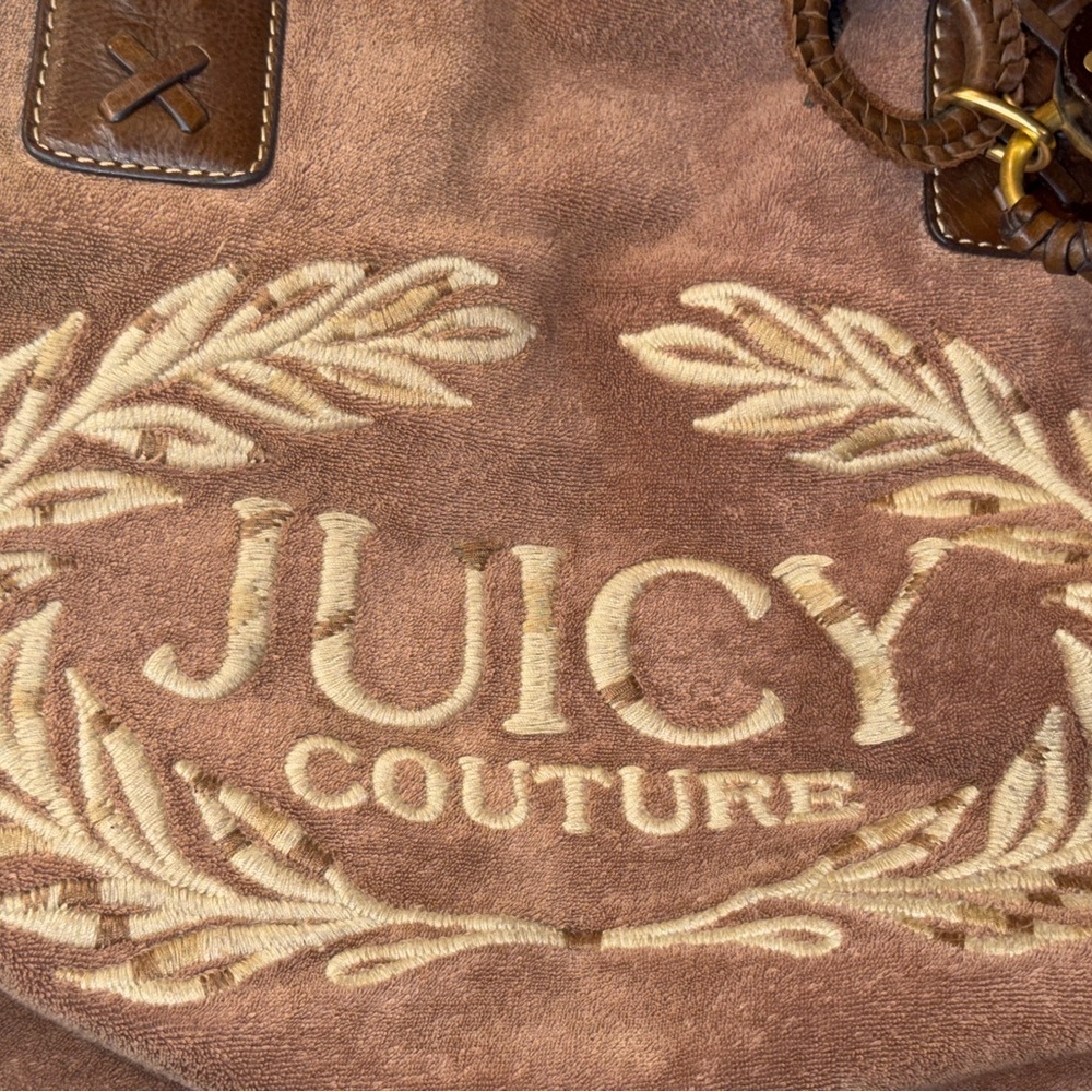 Juicy Couture Taupe Embroidered Tote Bag